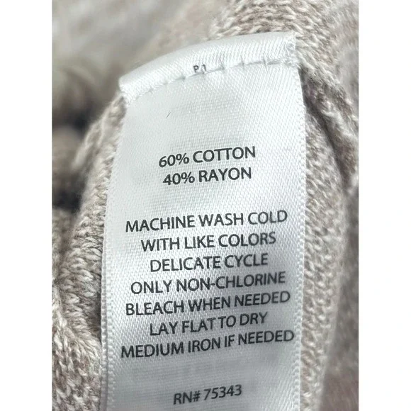 Belle Vere Womens Taupe Chevron Herringbone Knit Long Sleeve Sweater Dress Large - Picture 4 of 4